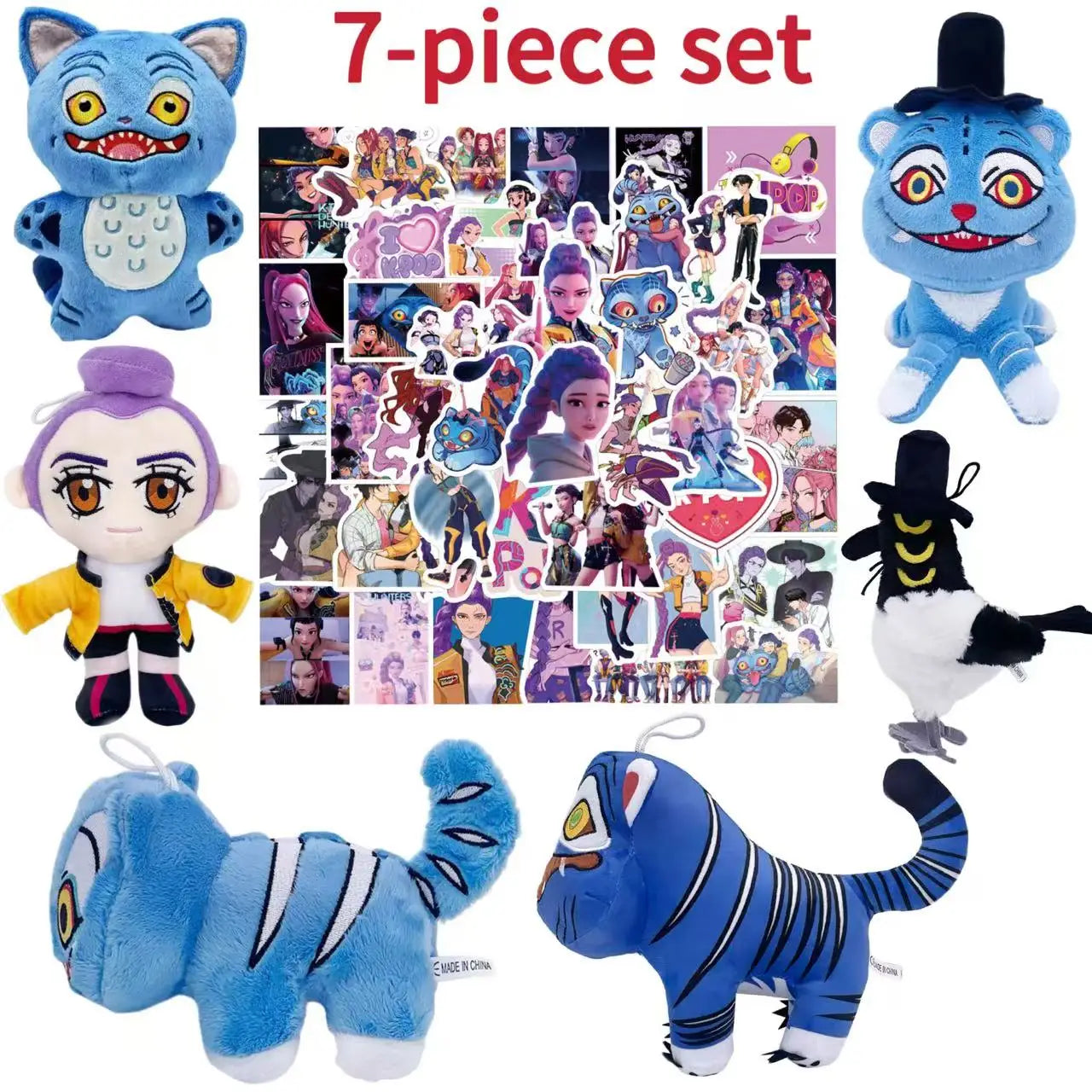 Demons Hunters Plush Cute Purple Tiger Black Hat Magpie With 3 Eyes Monster Hunt Girl Group Stuffed For Fans Gifts